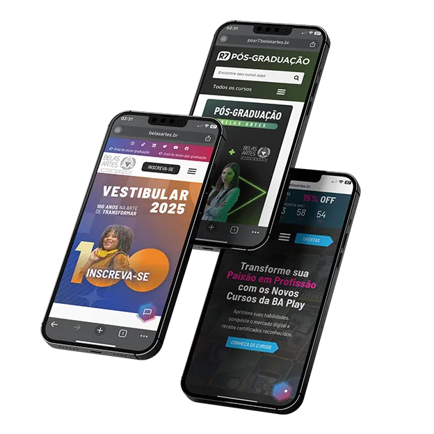 Foto de celulares em sites da Belas Artes criado por mim Raphael Pereira